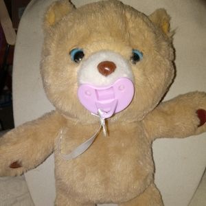 Love Lovables Super soft Teddy Bear with Pacifier Talks moves eyes